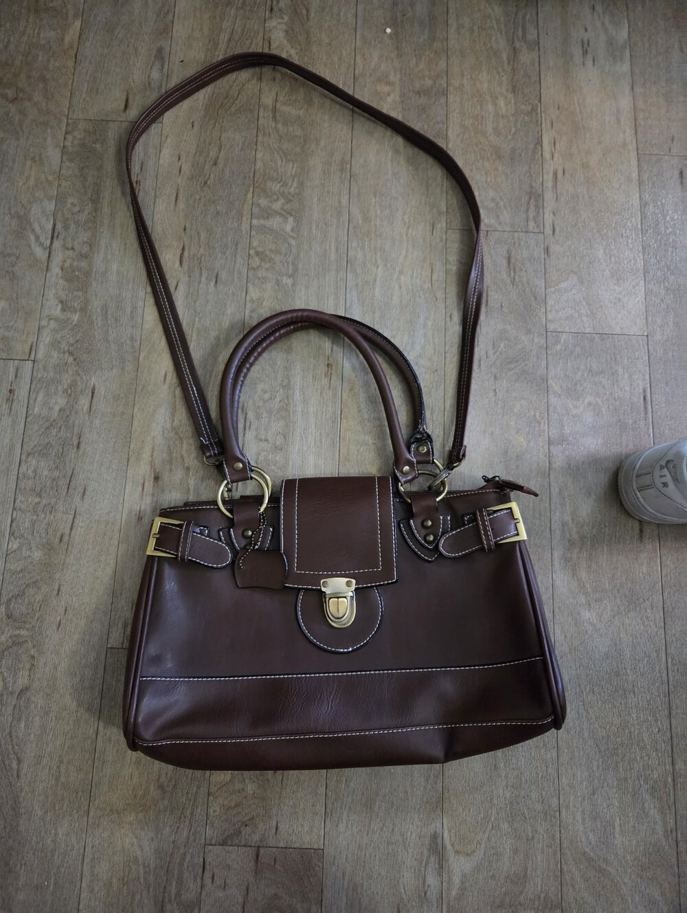 Classic Brown Leather Satchel Handbag